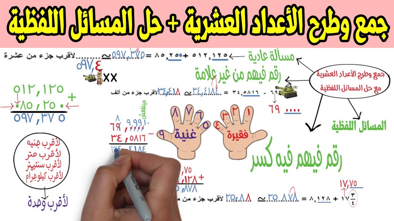 الاعداد العشرية قراءة وكتابة