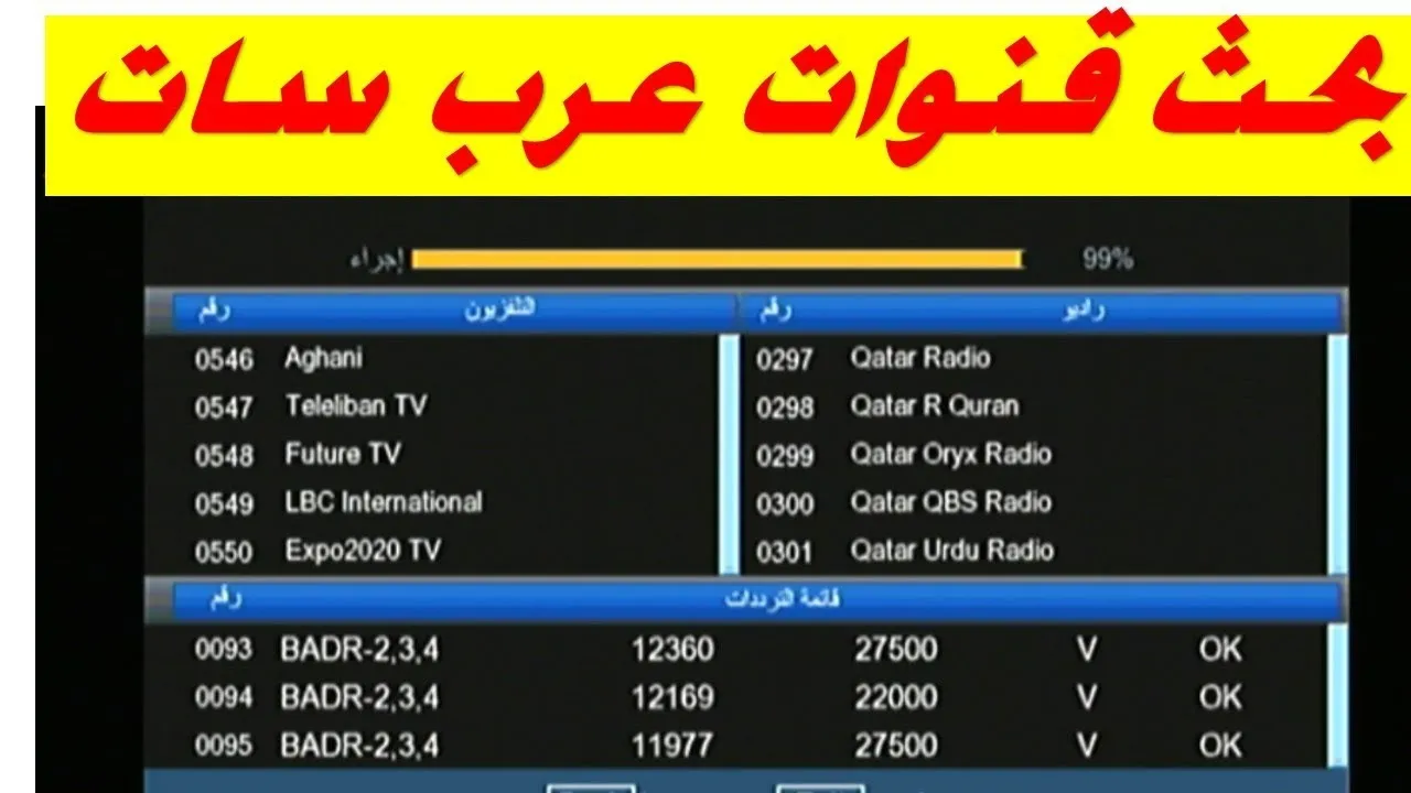 تردد واحد لجميع قنوات عرب سات 2